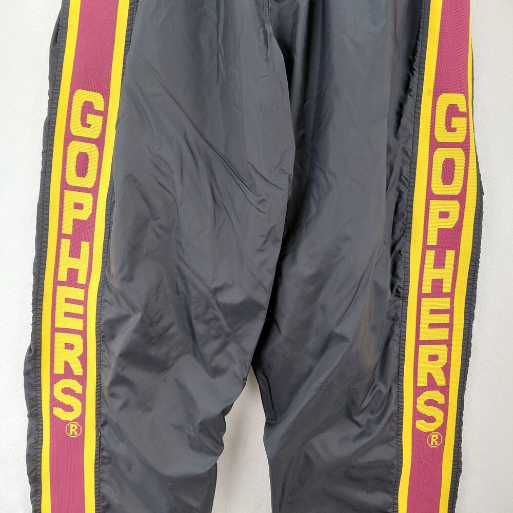 VTG Minnesota Gopher Zubaz Track Sweatpants Men L Black Nylon Spellout Ankle Zip - Picture 3 of 11